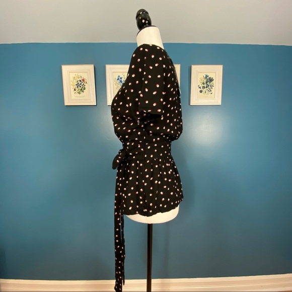 NWT Vero Moda Black Polka Dot Bow Tie Top XS - Picture 8 of 16